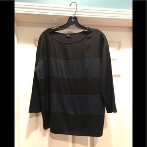 Theory Navy and Black Striped Top Small